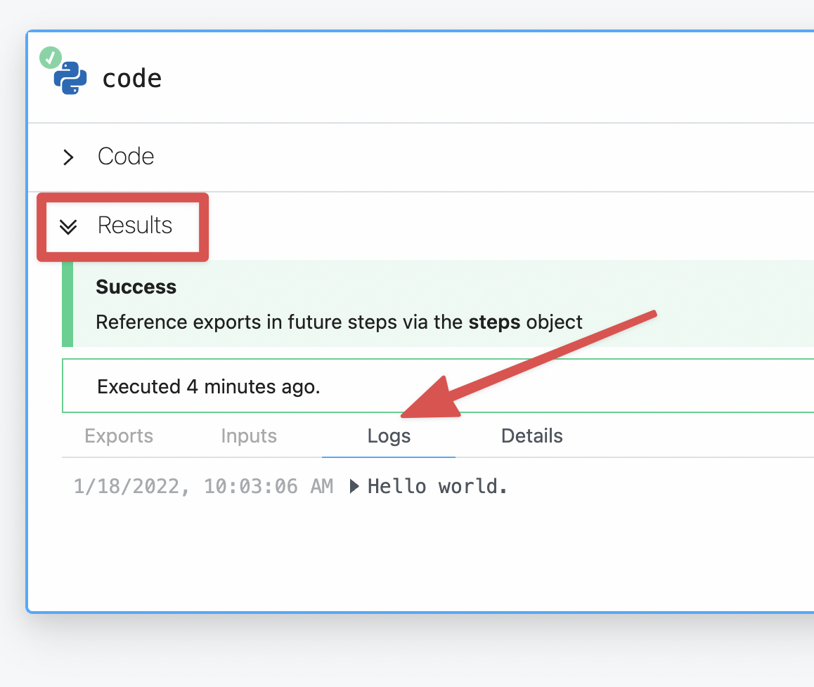 Python print log output in the results